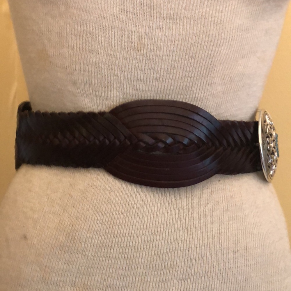 Brighton Brown Belt with Silver and Blue Buckle - Picture 4 of 10
